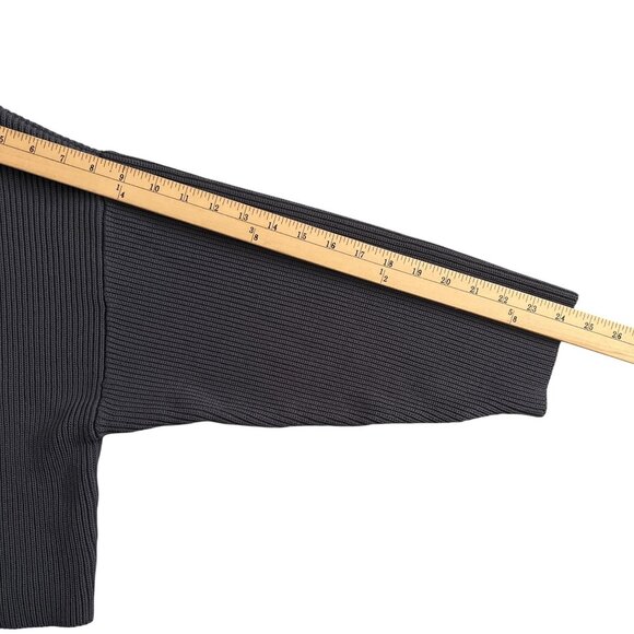 ZARA Gray Ribbed Mock Neck Sweater Women’s M Boxy Knit Long Sleeve Pullover - Picture 7 of 8